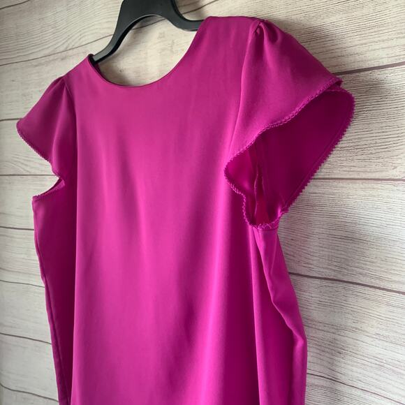 Lands' End Fushia Pink Tulip Sleeve Blouse Size 14 - Picture 14 of 15